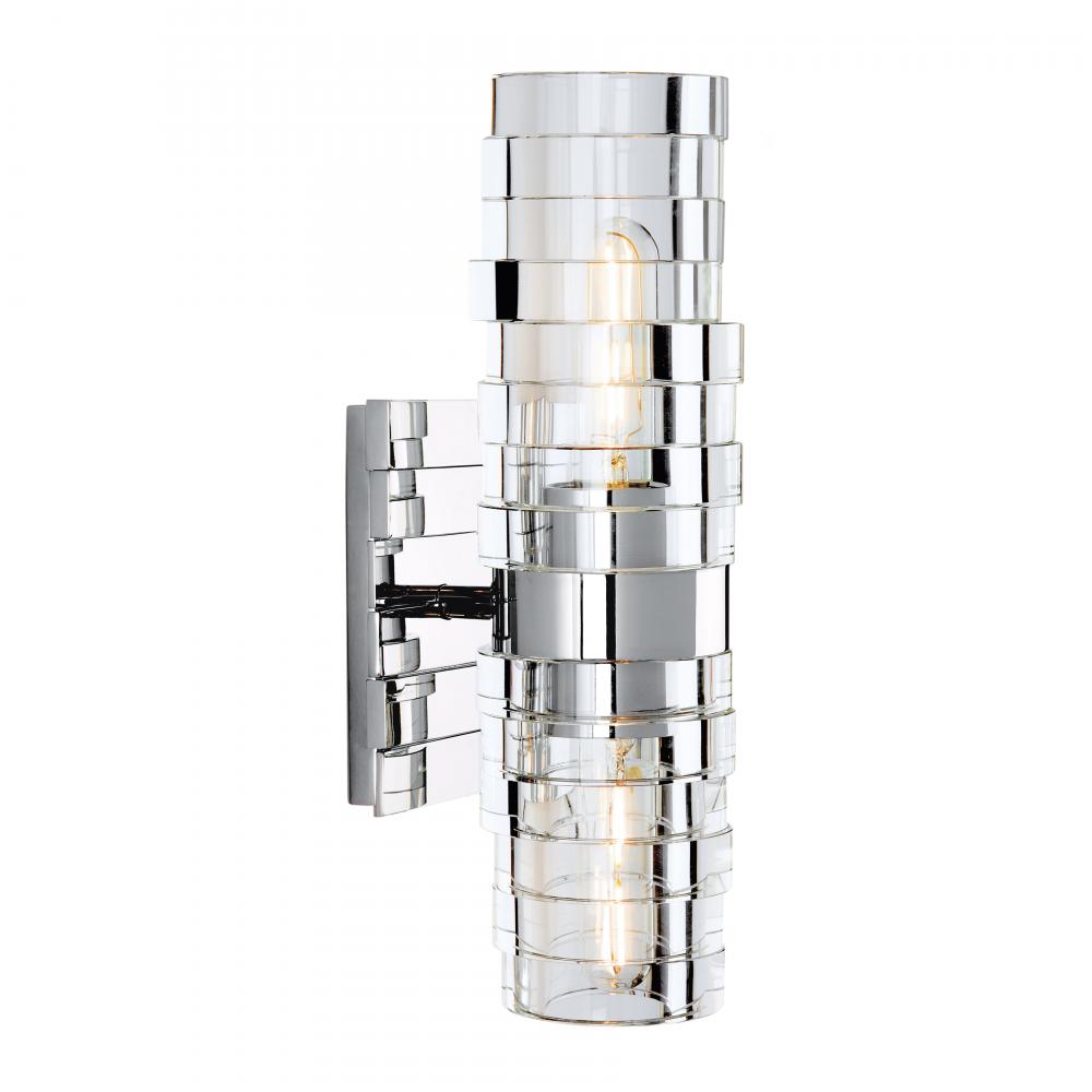 Murano 13.5'' High 2-Light Sconce - Chrome